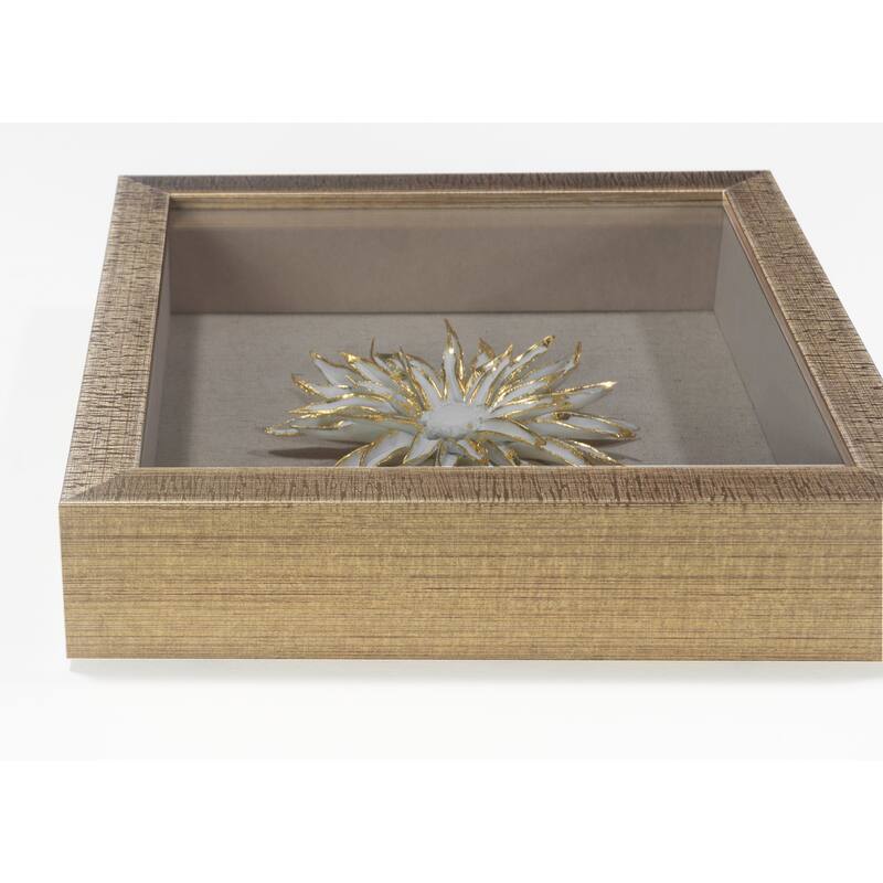 HUJI Gold Ceramic Flower Shadow Box Wall Décor