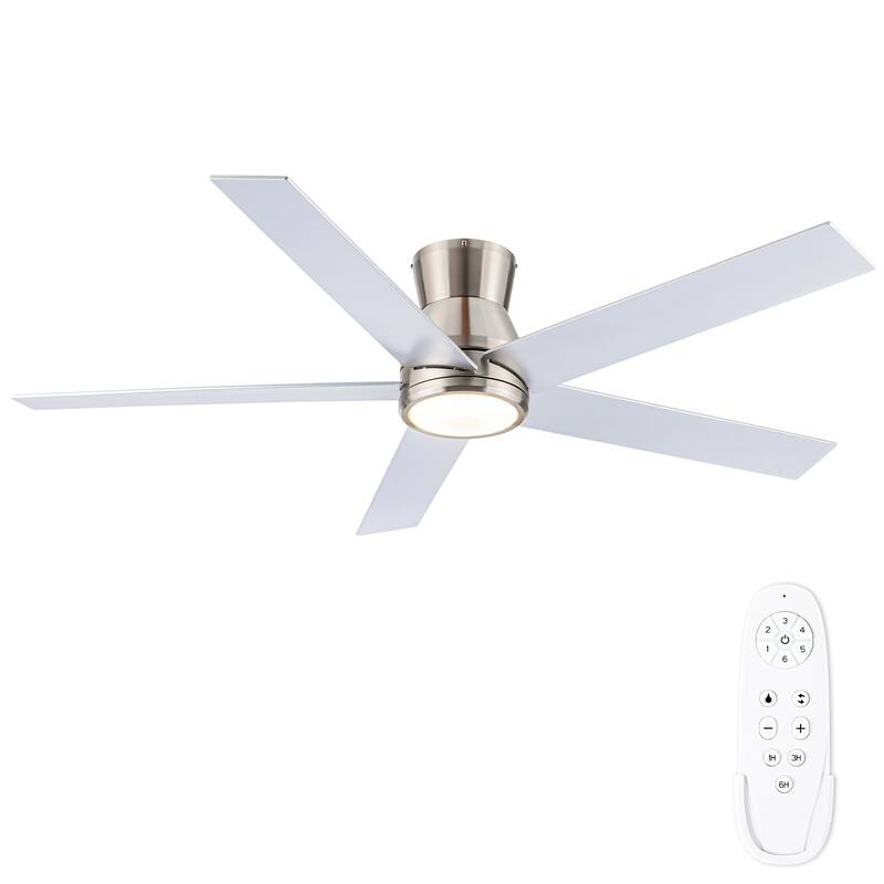 YUHAO AeroLite 48 in. Indoor White Low Profile Standard Ceiling Fan with Bright White Integrated LED Light Kit, Remote Included
