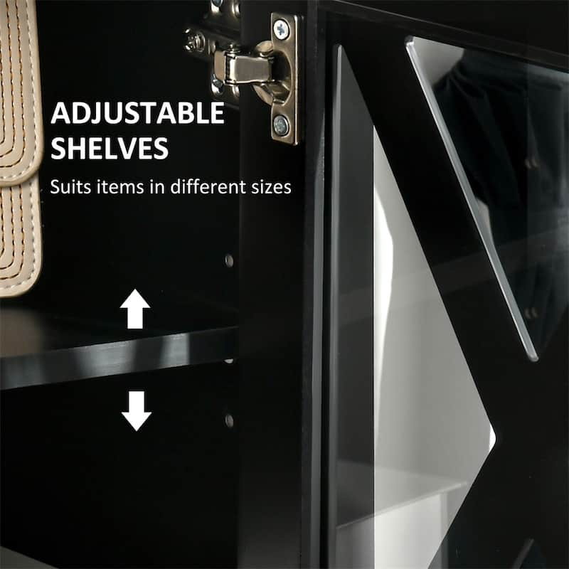 Wood Buffet Cabinet with Storage Drawers and Glass Door - N/A