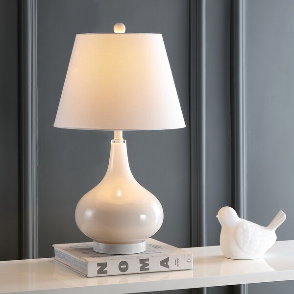 SAFAVIEH Lighting 24 inch Amy Gourd Glass Pearl White Table Lamp