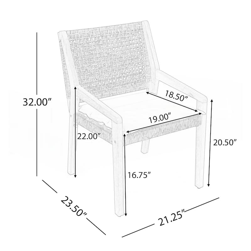 Acacia Wood and Wicker Dining chair Set of 4