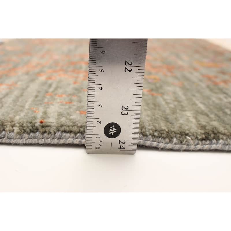 ECARPETGALLERY Hand-knotted Heritage Grey Silk, Wool Rug - 2' 7" x 8' 1"