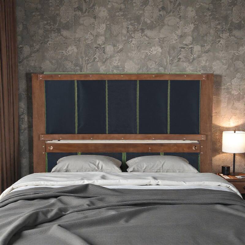 Premium Pine Wood Queen/King Bed Frame with Headboard, Mid Century Modern Platform Bed, Sturdy MDF Construction