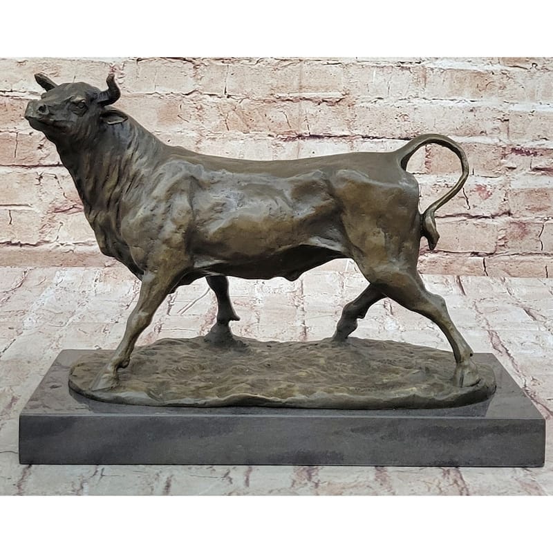 Trotting Bull - Hot Cast Bronze Sculpture Statue Cattle Cow Art Decor