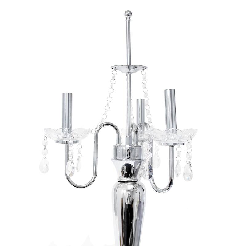 Silver Orchid Bacall Hanging Crystals Sheer Shade Table Lamp