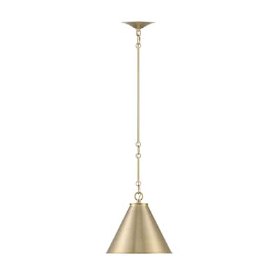 Lumanity Lincoln Tapered Metal 11" Dome Antique Brass Pendant Light - 11'' D x 11'' W x 10'' H