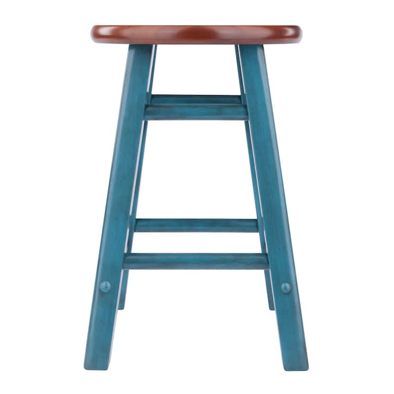 Element 2-Pc Square Legs Dining Stool Set, Walnut-Rustic Teal Finish - N/A