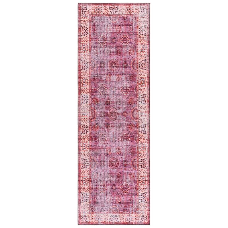 SAFAVIEH Tucson Villar Transitional Rug - 2'6" x 8' Runner - Fuchsia/Rust