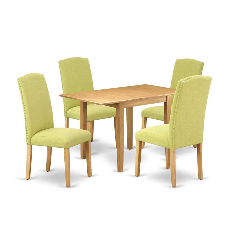 HomeStock 5-Pc Natural Oak Finish Solid Wood Top - Dining Room Set - Seats 4