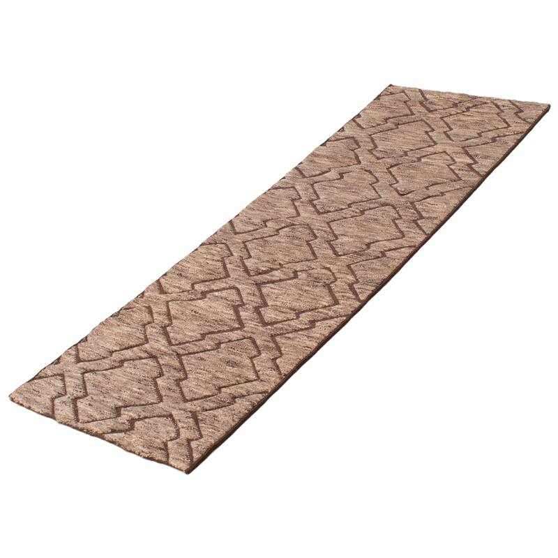 ECARPETGALLERY Hand-knotted Tangier Taupe Wool Rug - 2'5 x 7'8