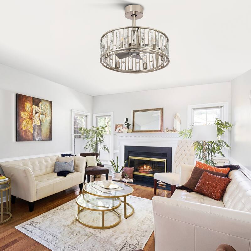 20-In Chandelier Caged Ceiling Fan with Light and Remote(5-blade)