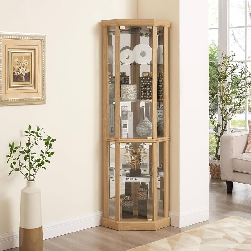 Roomfitters Glass Display Cabinet, Corner Display Case for Living Room, Antique Collection