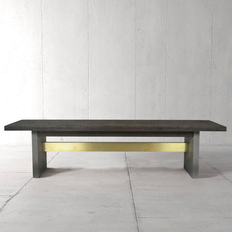 Cid Coe 71 Inch Modern Dining Bench, Wood Seat, Concrete Base, Gray