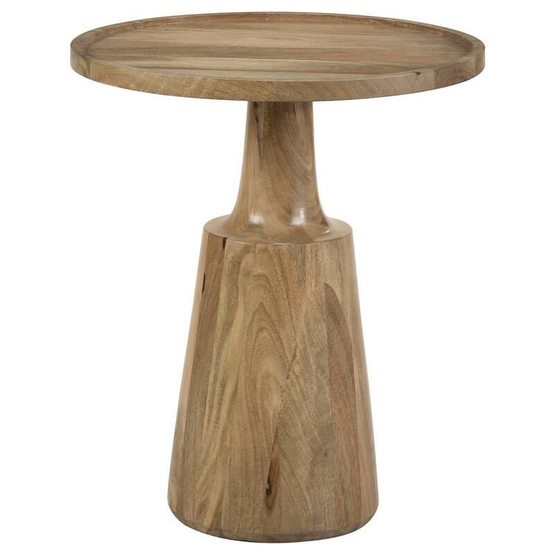 20 in. Brown Round Wood End Table, Sturdy Build End Side Table for Living Rooms
