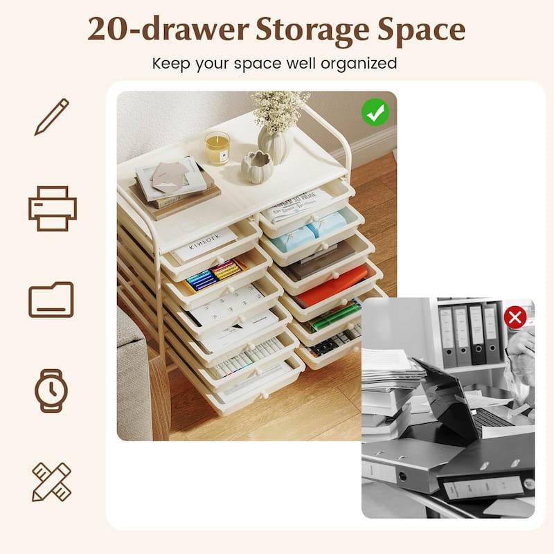 Costway 12 Drawers Rolling Cart Storage Scrapbook Paper Studio - See Details