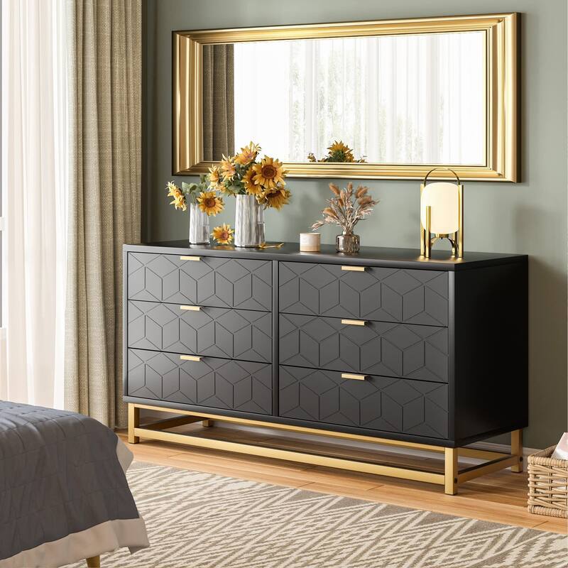 Dresser for Bedroom with 6 Drawer - Black