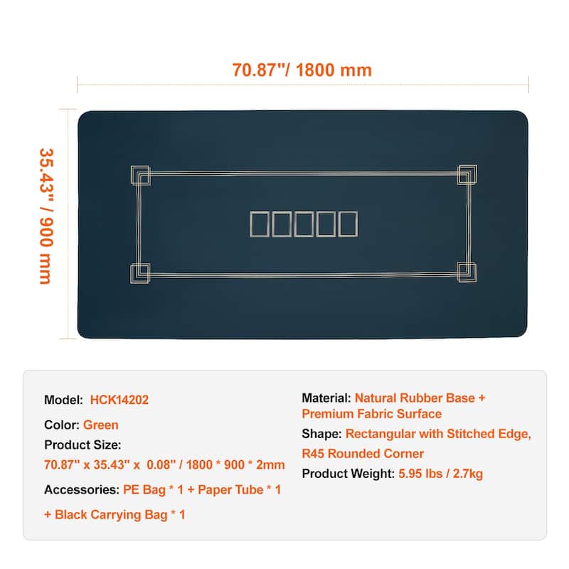 Poker Table Top for Poker Games, Poker Room, Rectangle