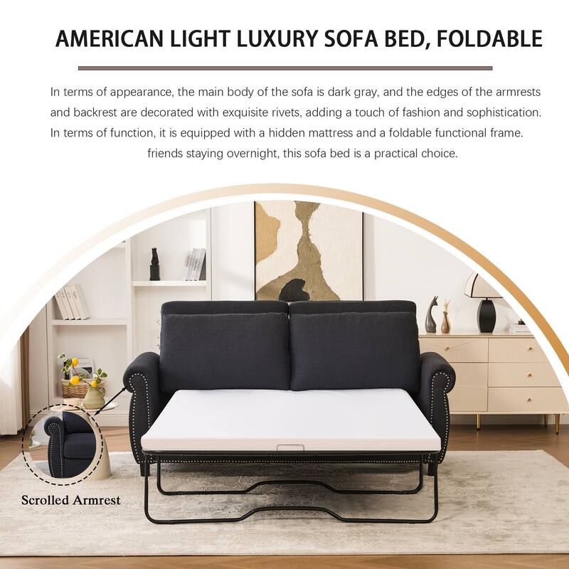 Pull Out Couch with Mattress, Sleeper Sofa Daybed, Upholstery Sectional Loveseat Convertible Sofa Bed