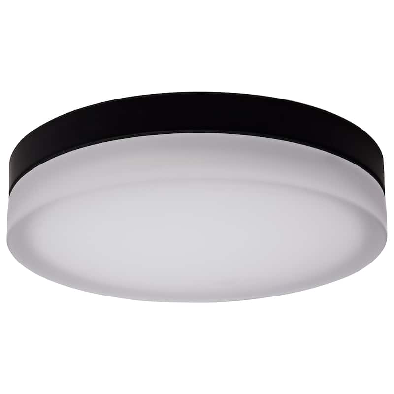 Pi 14 Inch LED Flush Mount Black Finish Frosted Etched Glass CCT Selectable 120 Volts