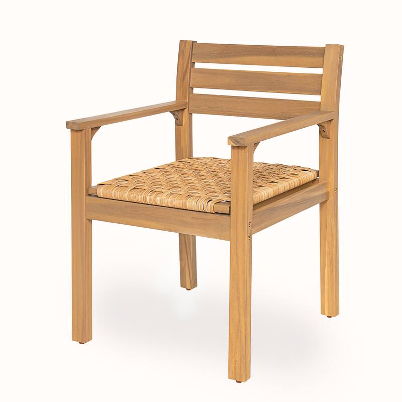 Christopher Knight Home - Rustic Outdoor Acacia Wood Dining Armchair Set (Set of 2)