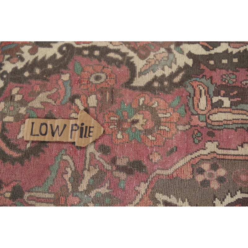 Pink Floral Bakhtiari Persian Vintage Rug Hand-Knotted Wool Carpet - 7'1"x 9'7"