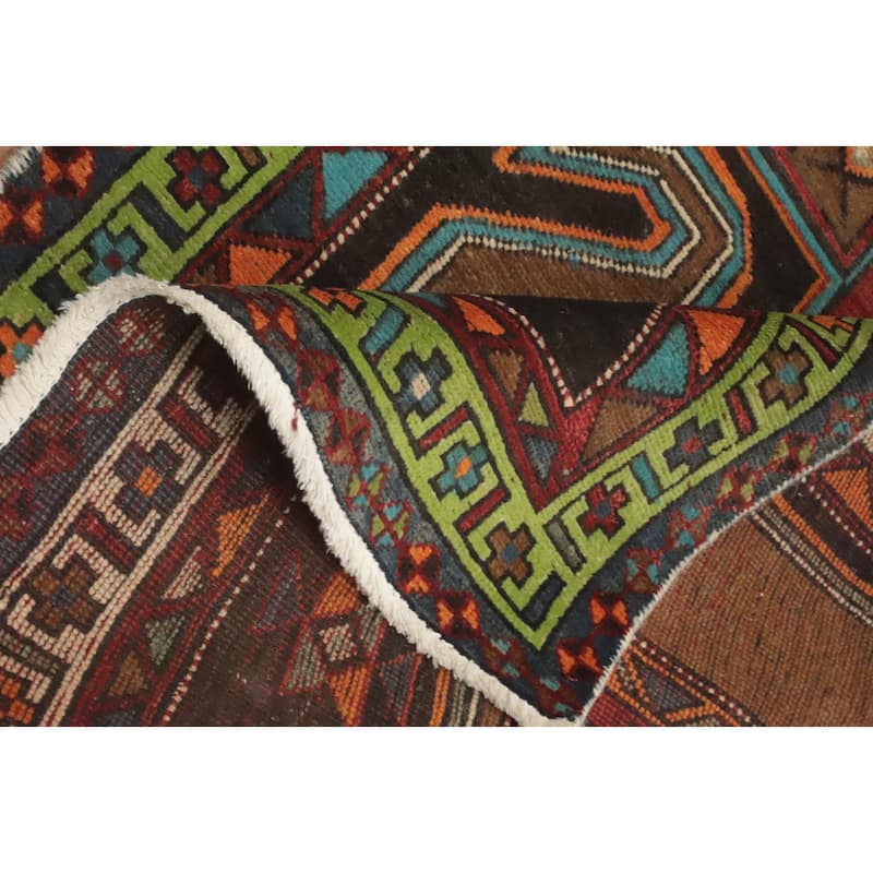 Hand Knotted Oriental 100% Wool Carpet Traditional Tribal Black Ardebil Runner Rug - 10' 0'' X 3' 7''