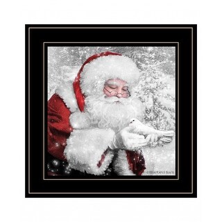 Santas Little Friends 5 Black Framed Print Wall Art