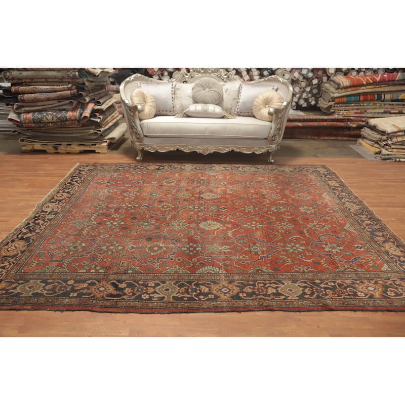 Hand Knotted Oriental 100% Wool Carpet Traditional Floral Oranges & Rust Sultanabad Area Rug - 9' 9'' X 8' 9''