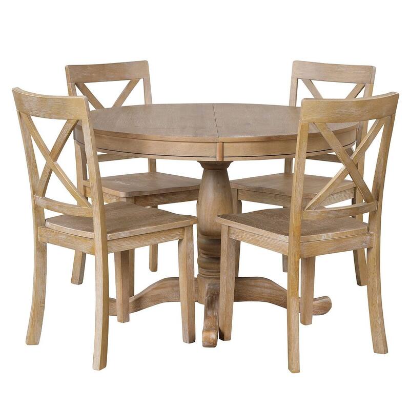 42"-54 " Farmhouse Round Extendable Dining Table Set for 4