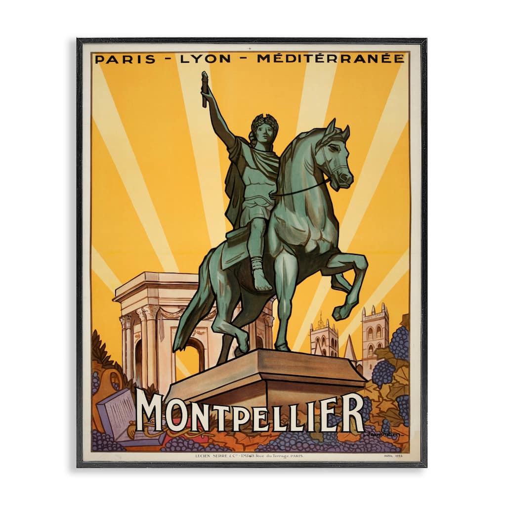 Stupell Montpellier Vintage Advertisement Framed Giclee Art Design By Marcus Jules