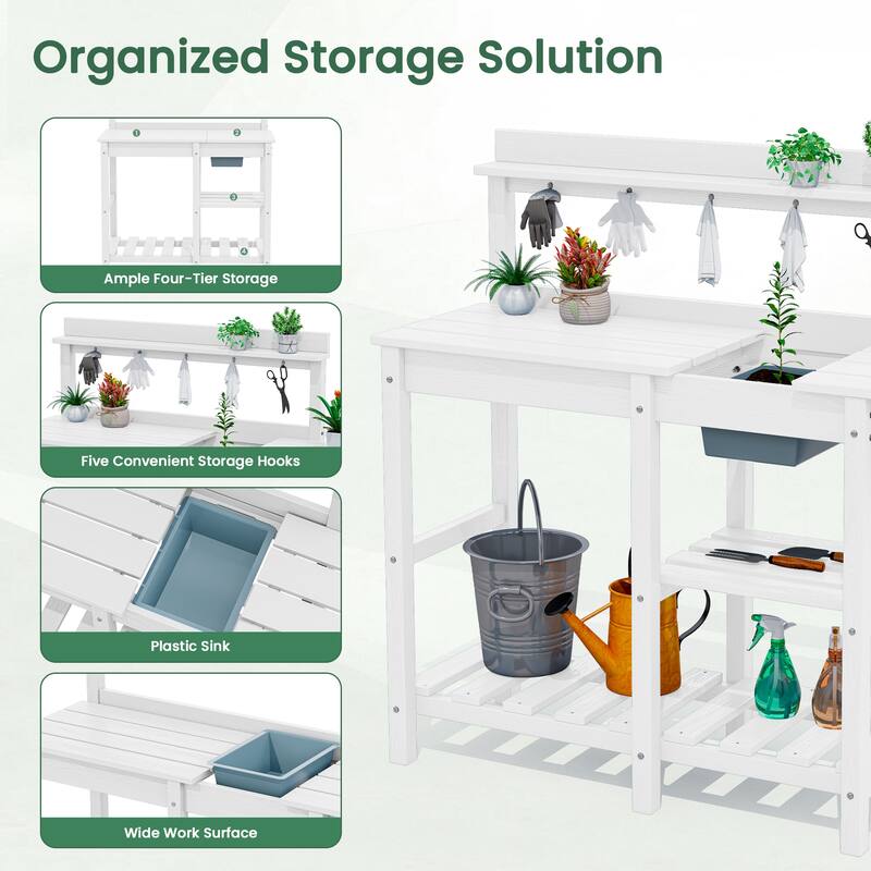 HDPE Patio Outdoor Potting Table, Versatile Gardening Planting Workbench