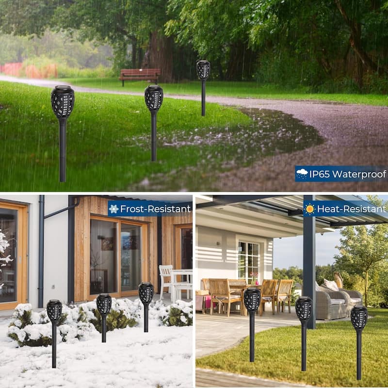 8 Pack Solar Torch Light with Flickering Flame, Outdoor Waterproof Garden Solar-Ligh for Outside Patio Path Yard Decoration