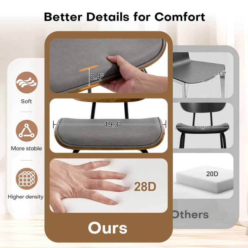 Faux Leather Upholstered Dining Chairs Set of 2/4 - 33.5"H x 19.3"W x 23"D