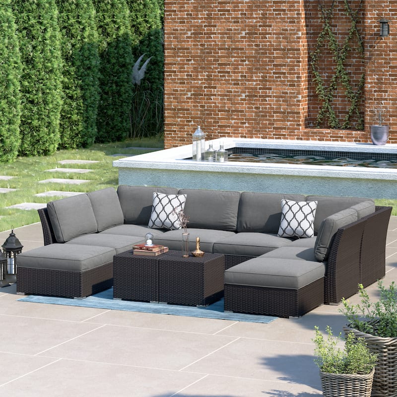 Corvus Oreanne 10-piece Brown Wicker Patio Furniture Set