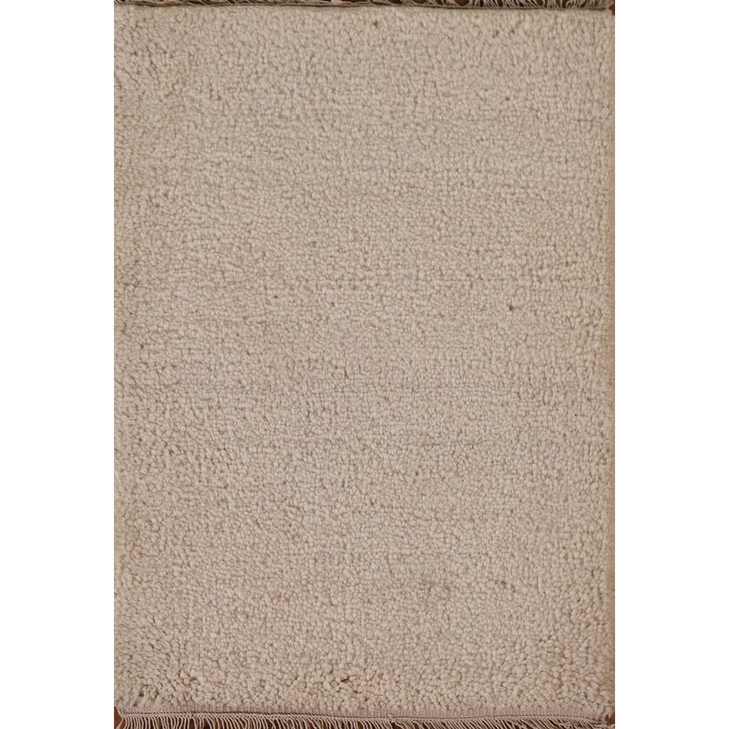 Ivory Solid Contemporary Moroccan Rug Hand-knotted Wool Carpet - 2'0" x 3'0"