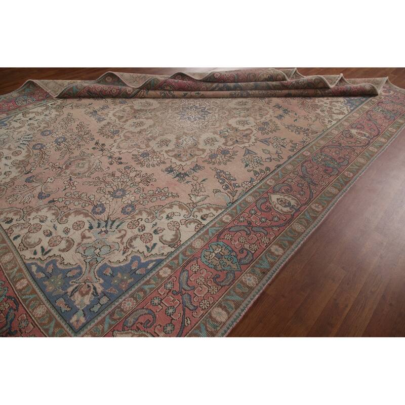 Tabriz Persian Vintage Area Rug Hand-knotted Wool Carpet - 8'10" x 12'10"