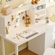 preview thumbnail 16 of 17, Solid Pine Wood Kids Study Desk with Storage Shelves & USB Clip Lamp, White Children Writing Desk for Bedroom or Playroom