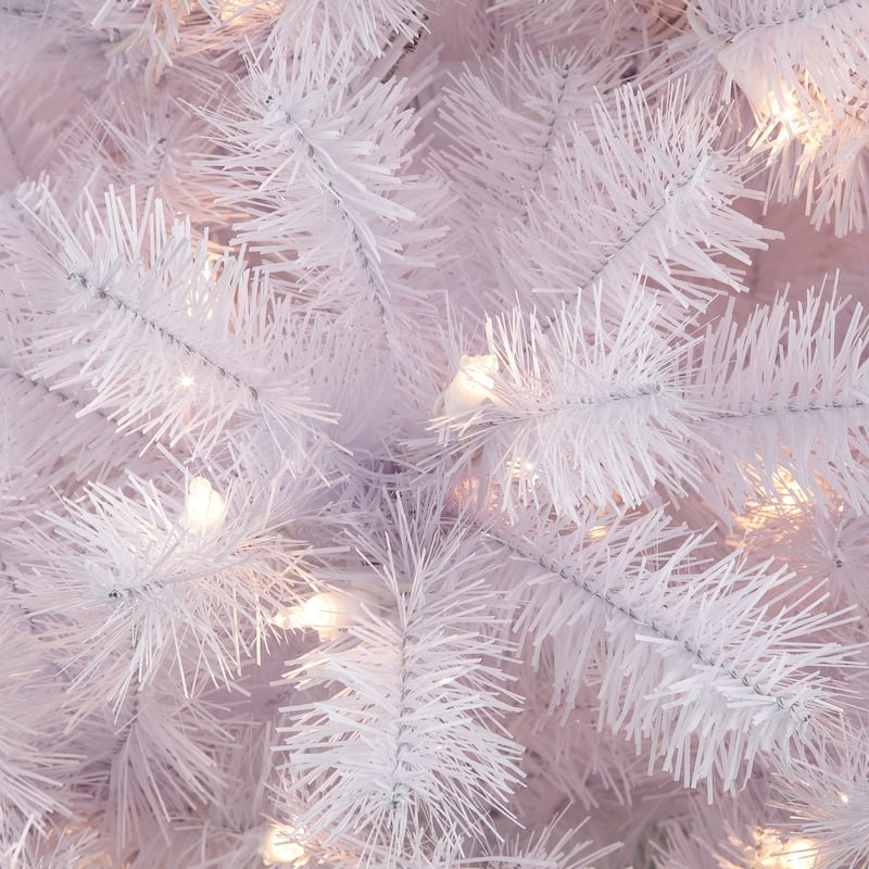 Puleo International 4.5 ft. Pre-Lit White Northern Fir Artificial Christmas Tree