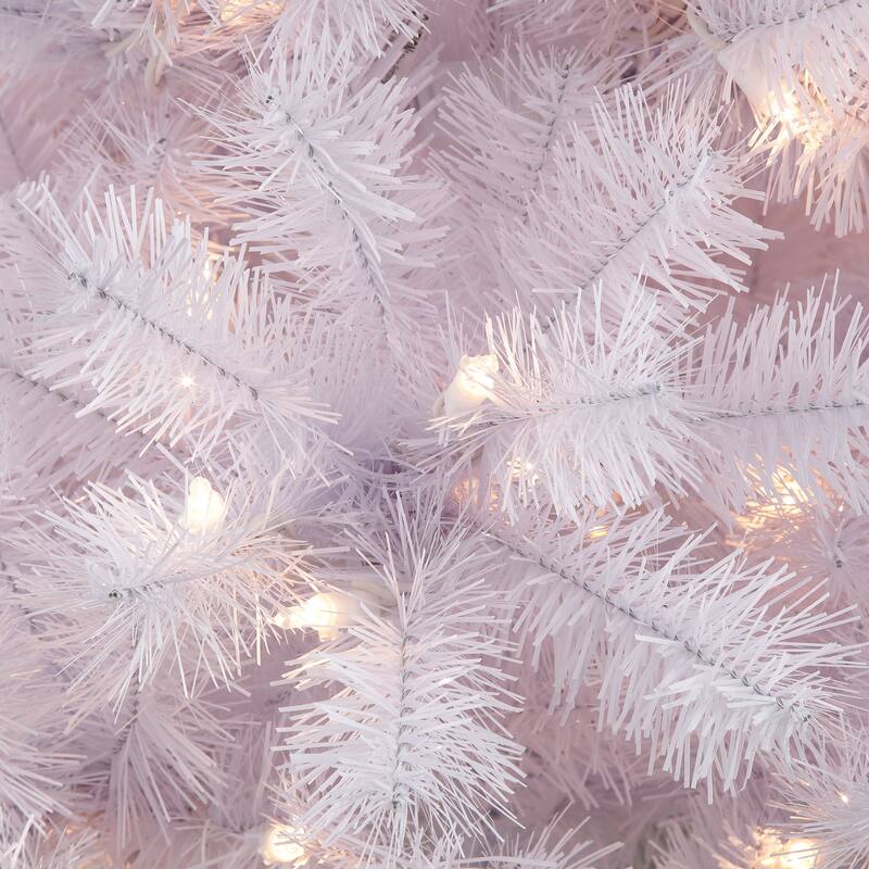 Puleo International Pre-Lit 6.5' White Pencil Northern Fir Artificial Christmas Tree