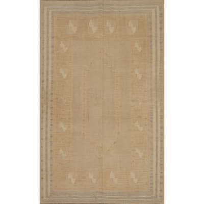 Hand Woven Southwestern Wool Beige Geometric Area Rug - 5' 10'' X 3' 10''