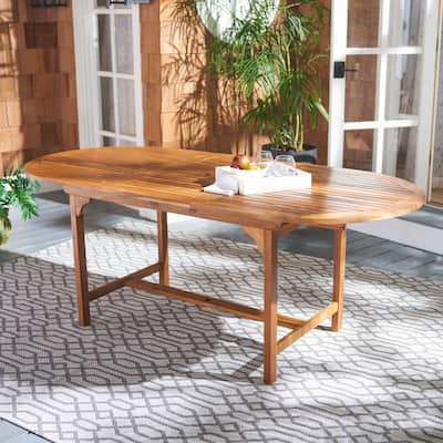 SAFAVIEH Linda 6-Chair 1-Table Extendable Patio Dining Set - 35Wx79Dx30H