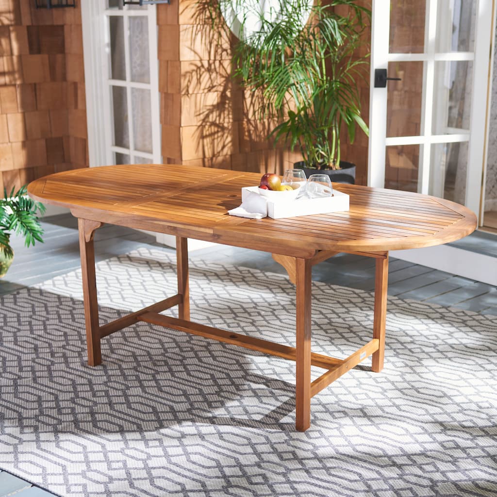 SAFAVIEH Linda 6-Chair 1-Table Extendable Patio Dining Set - 35Wx79Dx30H