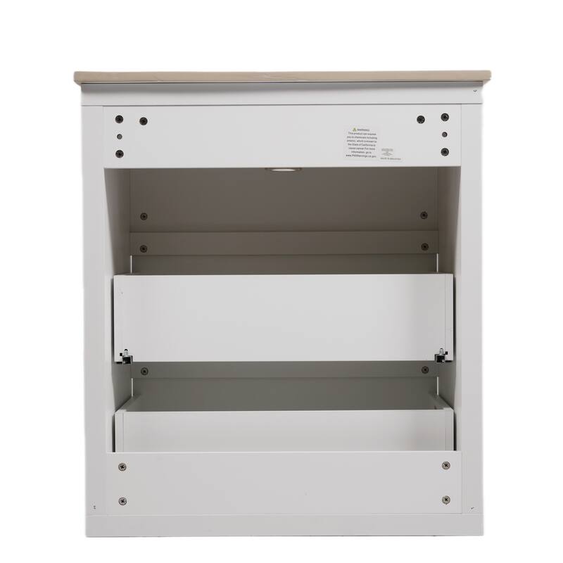 30"Bathroom Vanity with Ceramic Sink and 2 Drawers, Freestanding Vanity with Smooth Drawer Slides & Waterproof Finish