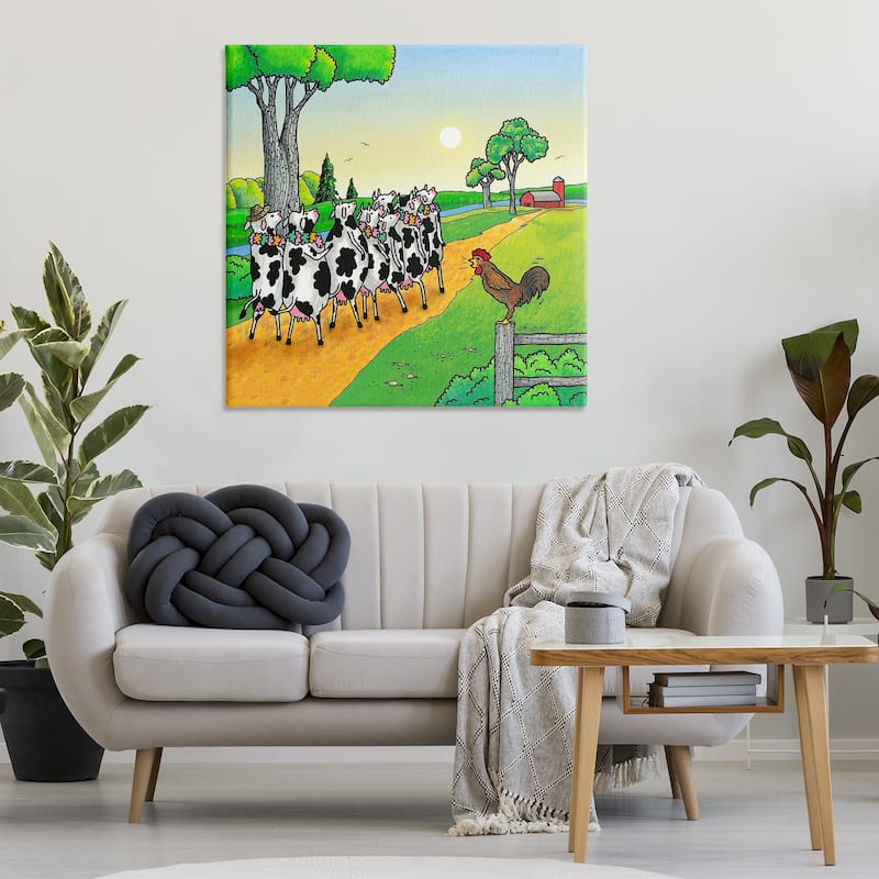 Stupell Funny Cows Come Home Canvas Wall Art Design By Roger Straub