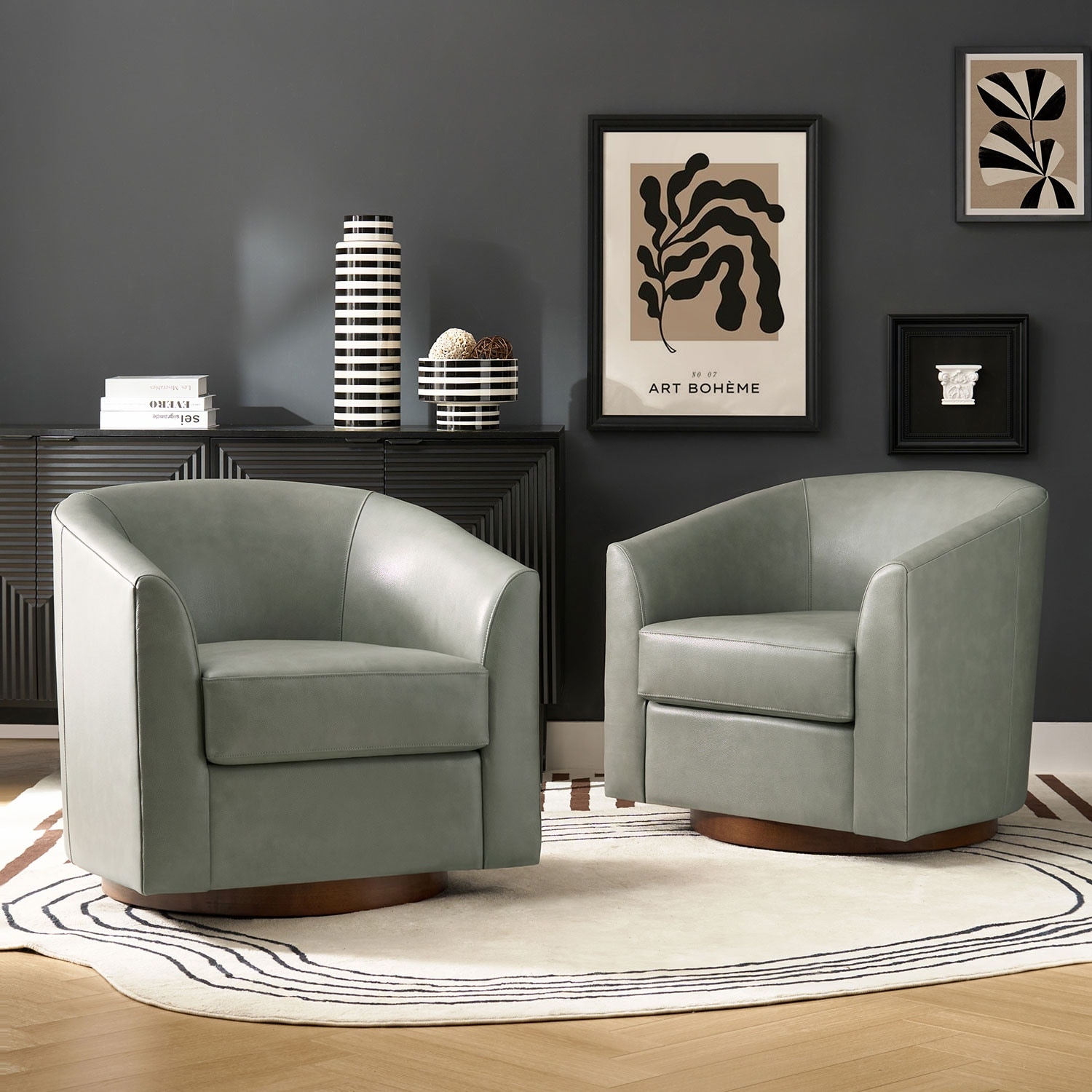 Genuine leather barrel chair top