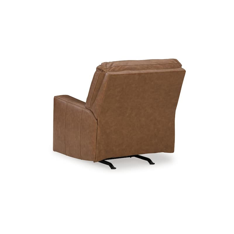 Miller Manual Recliner Chair, Pull Tab, Caramel Brown Real Leather