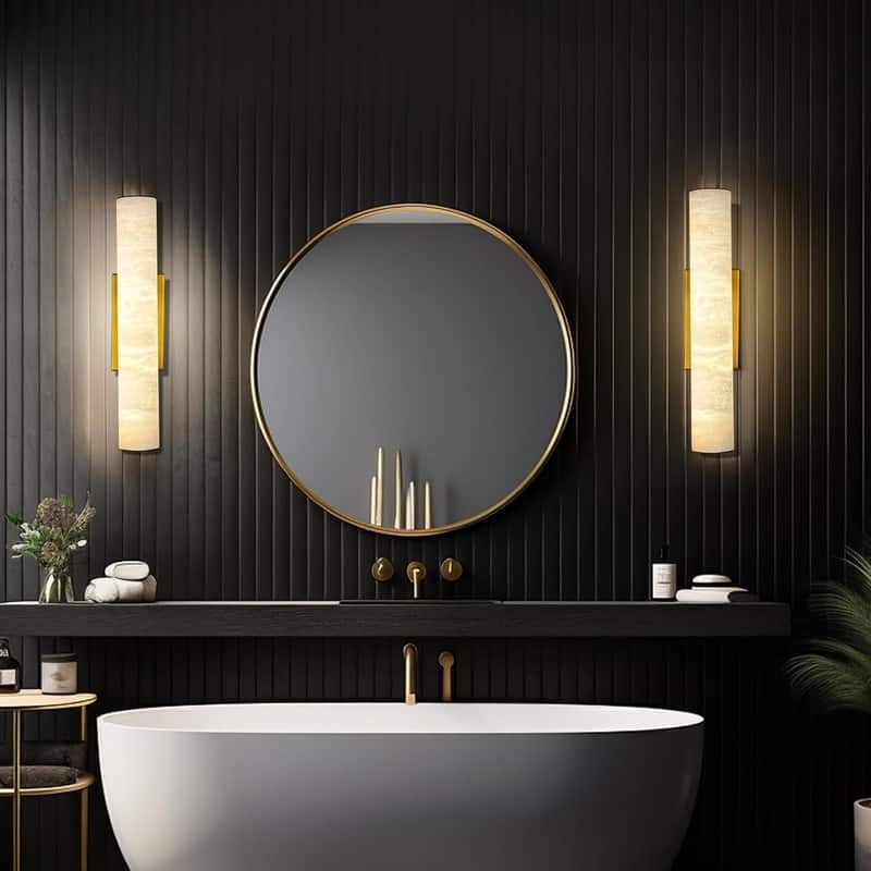 KAYLA 1-Light 20" Black LED Alabaster Wall Sconce