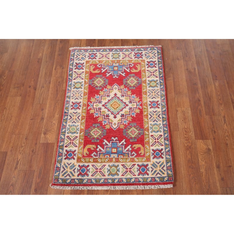 Kazak Oriental Accent Rug Hand-Knotted Traditional Wool Carpet - 2'1" x 3'0"