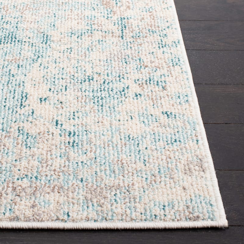 SAFAVIEH Madison Katrein Modern Abstract Rug - 3' x 3' Square - Ivory/Teal