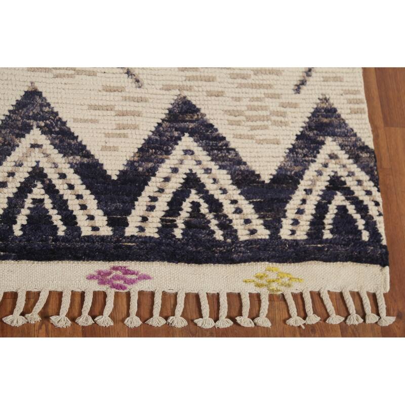 Trellis Moroccan Area Rug Hand-Knotted Wool Carpet - 6'11"x 10'9"
